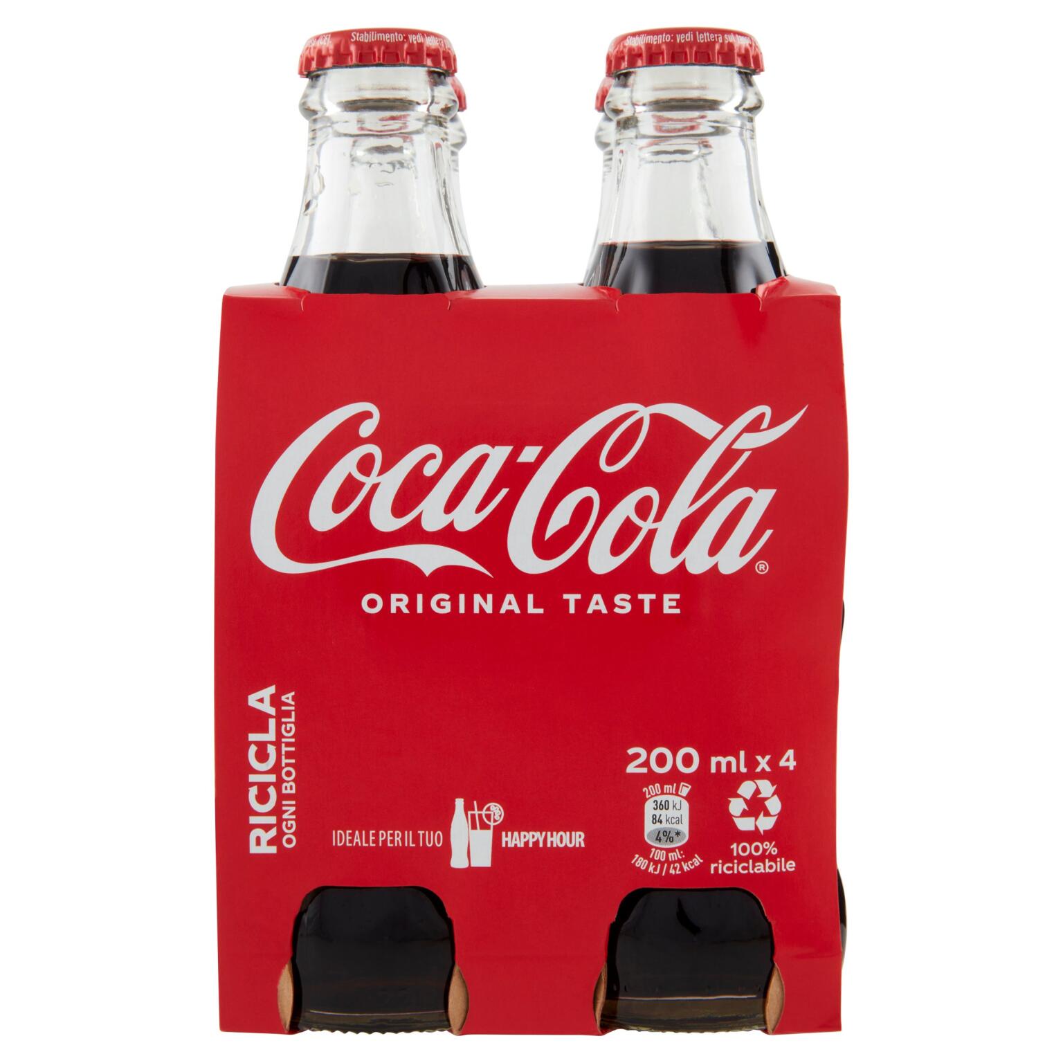 Coca cola 20cl x4 bottiglie vetro
