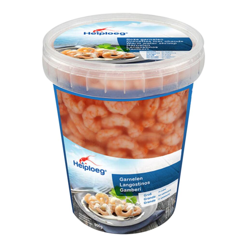 Gamberi Mari Caldi in salamoia Grosses 100/200 VASO 900G Heiploeg