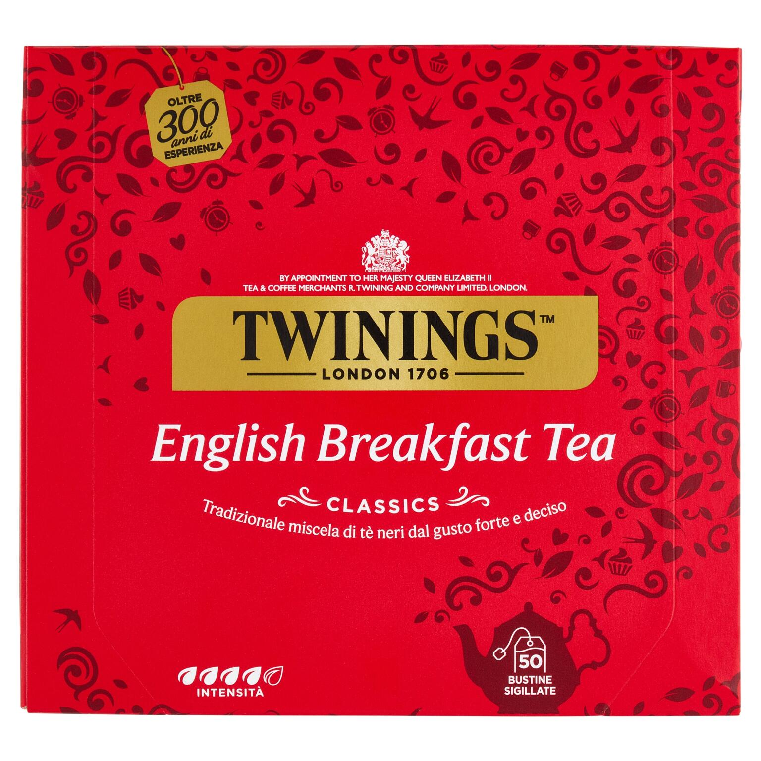 Twinings tè english breakfast classico 50 filtri