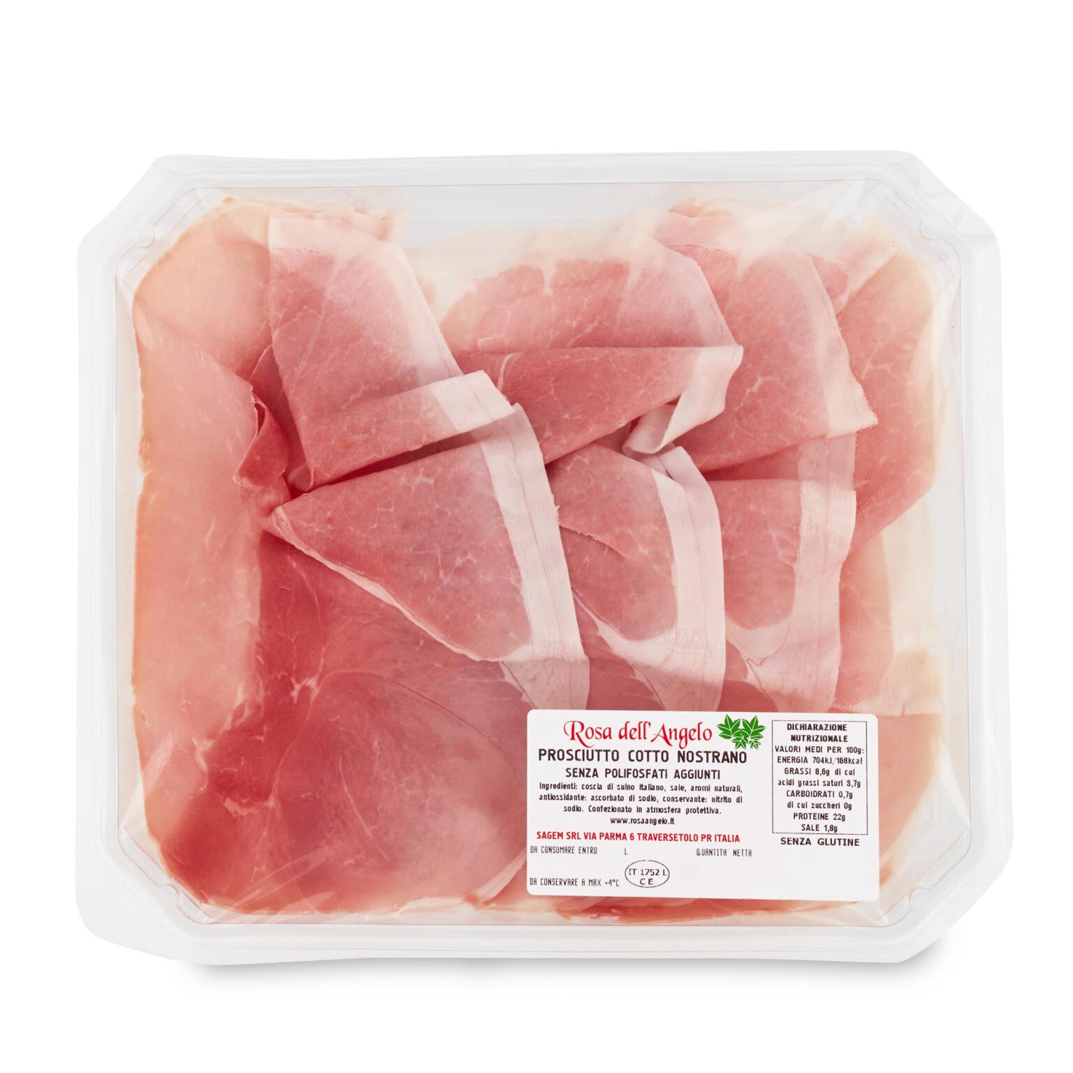 Prosciutto cotto nostrano a fette Rosa dell'Angelo senza glutine