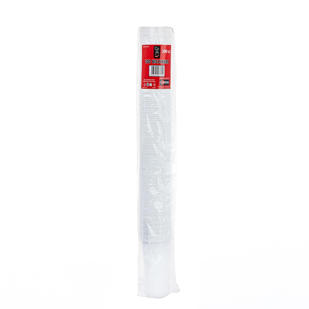 100Bicchieri 200cc Plastica bianco Carteria