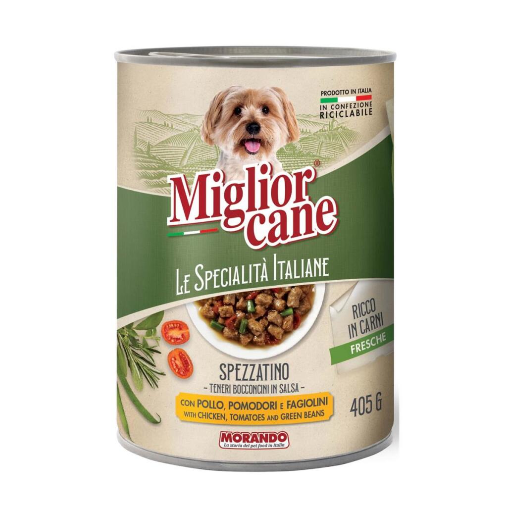Migliorcane Bocconcini Pollo/Pomodori/Fagiolini 405g Specialità Italiane Morando