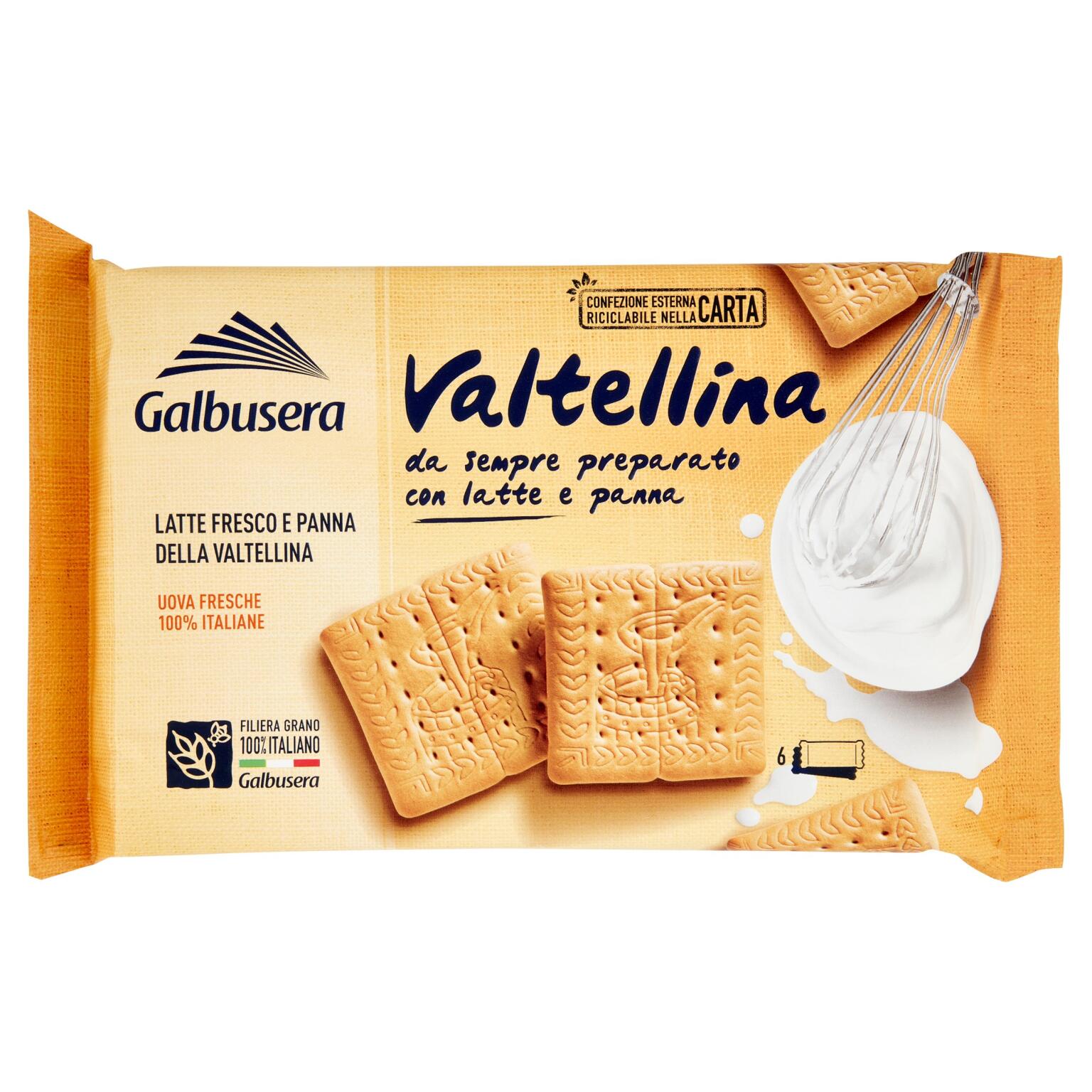 Biscotti Valtellina con latte fresco e panna 6 porzioni 500g Galbusera