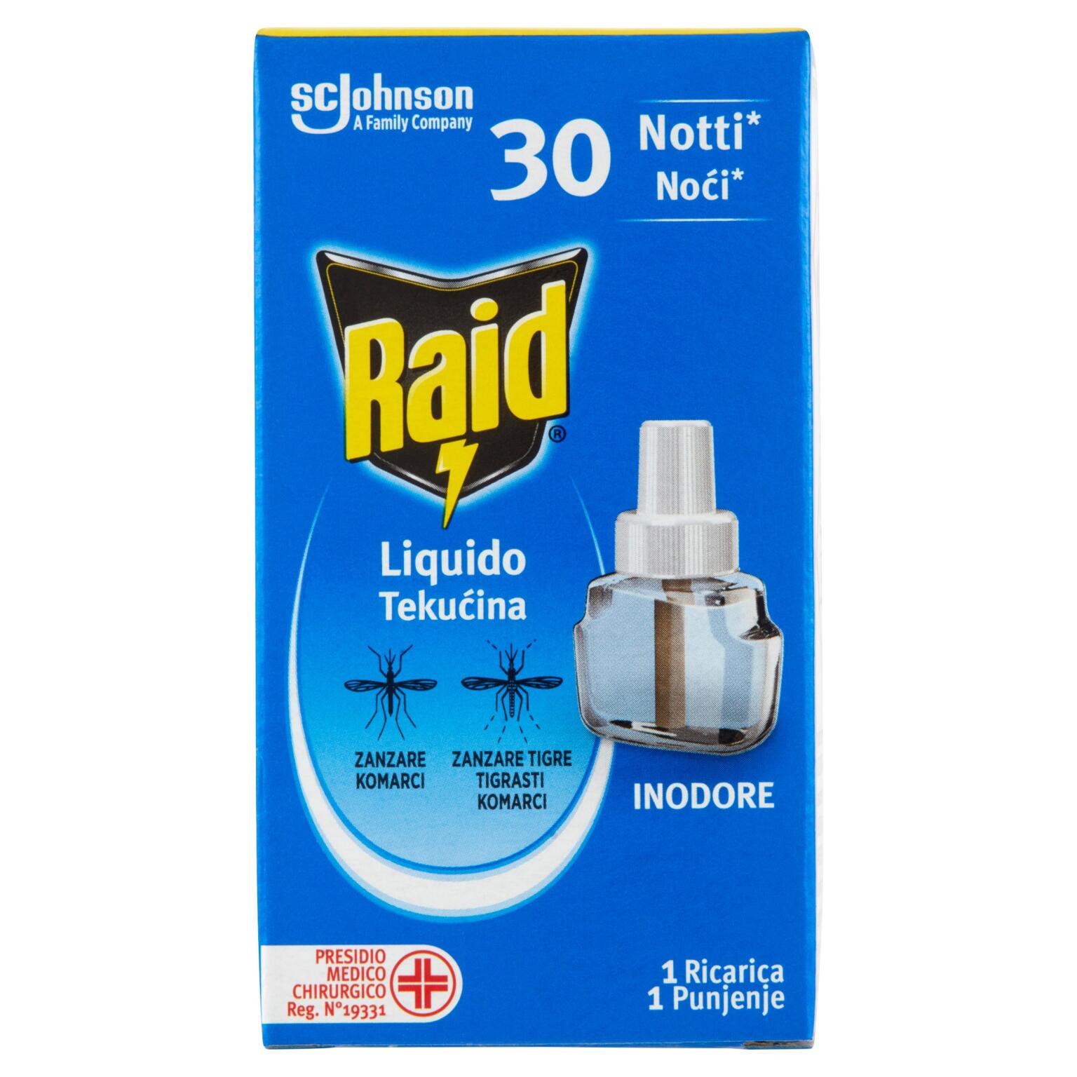 Raid antizanzare liquido ricarica 30 notti