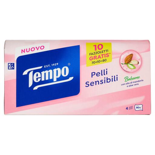 Fazzoletti tempo Box pelli sensibili 70pz+10gratis