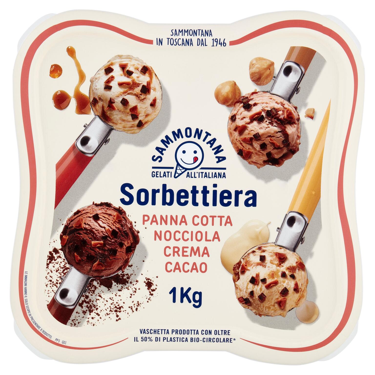 Sorbettiera Panna,Nocciola,Crema, Cacao 1kg Sammontana