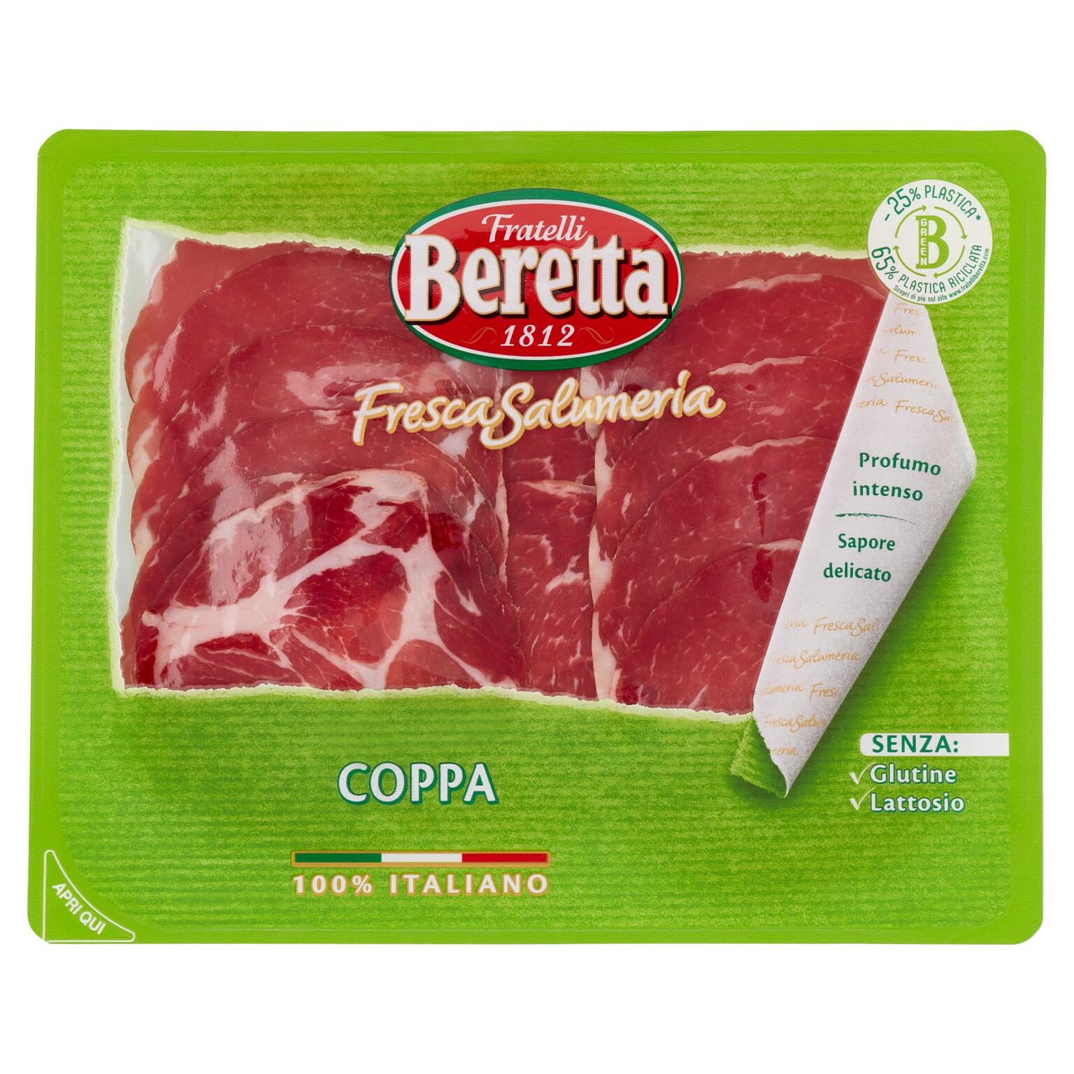 Coppa alta qualità 100g La fresca salumeria Fratelli Beretta senza glutine e senza lattosio