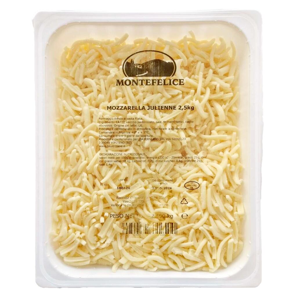 Mozzarella julienne 2,5kg Montefelice