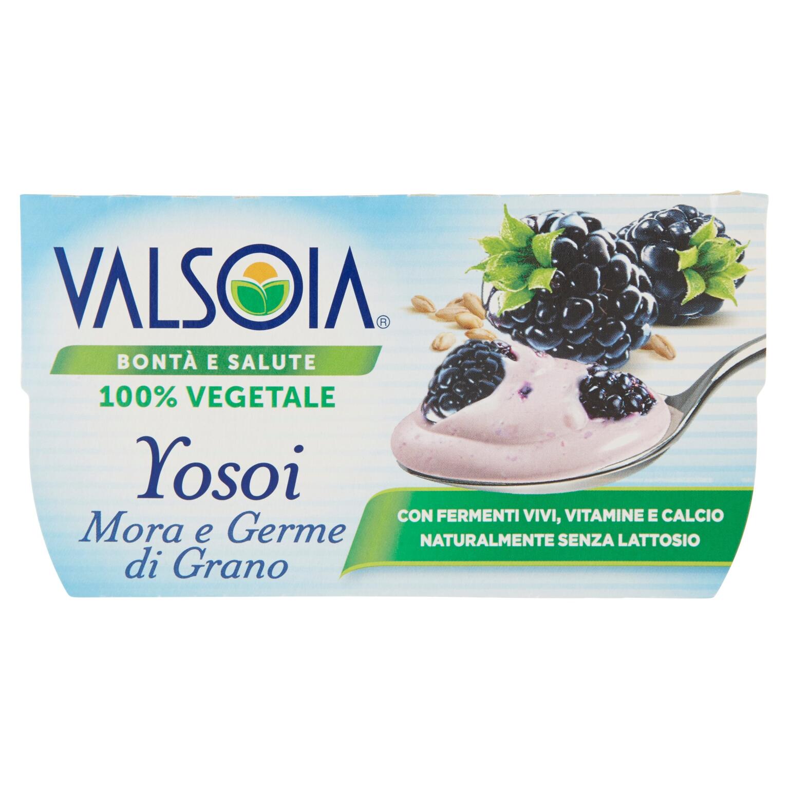 Yogurt Yosoi mora e germe di grano 2x125g Valsoia senza lattosio