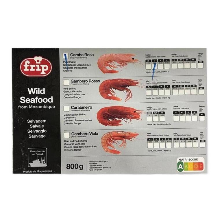 Gambero Indopacifico Intero Congelato 31/40 800g