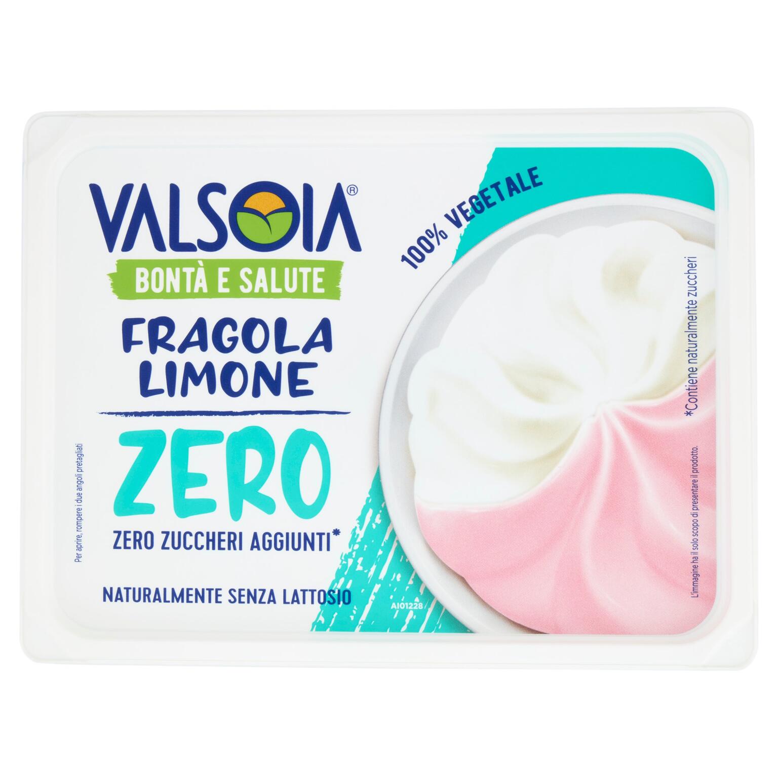 Vaschetta Fragola e limone zero zucchero da 400g Valsoia