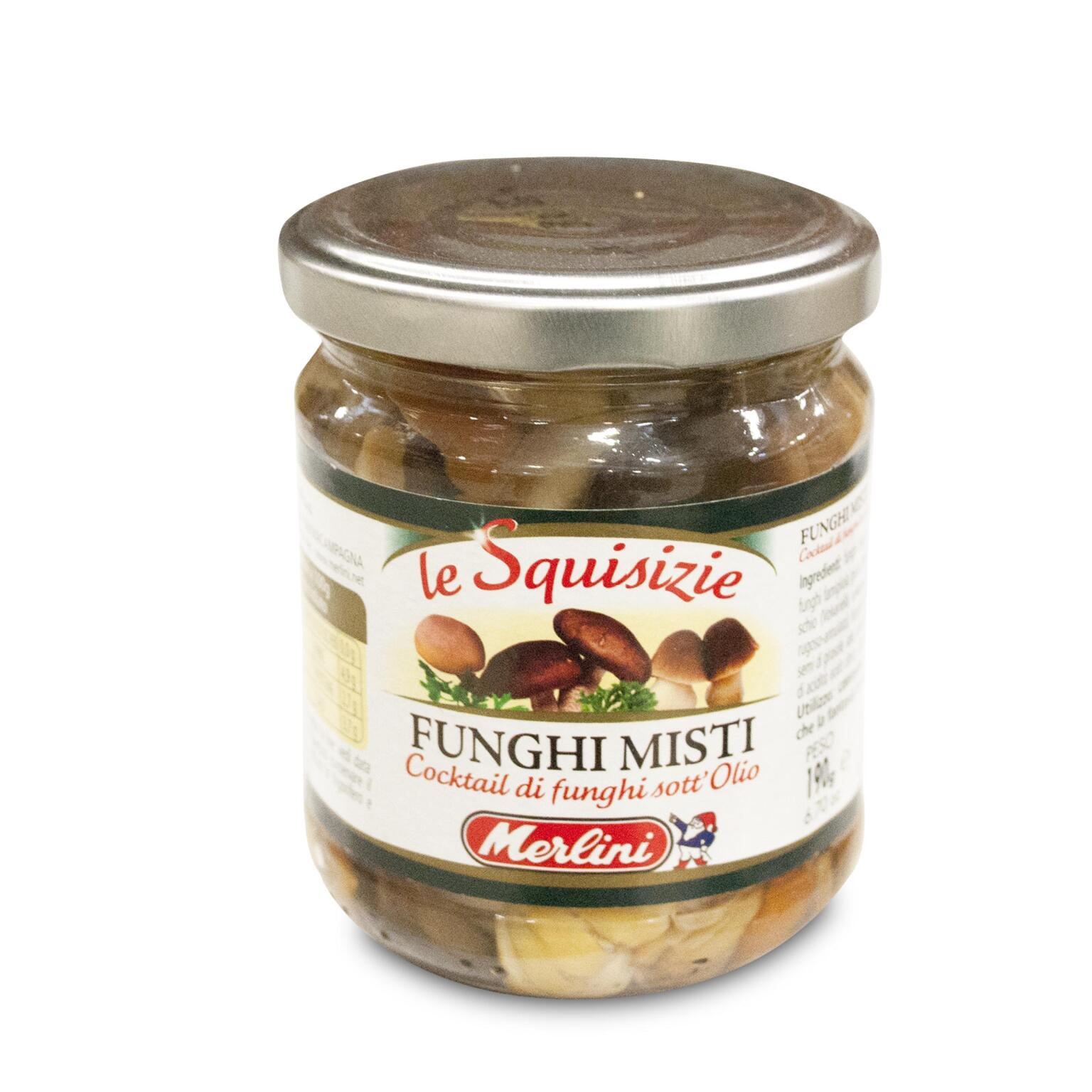 Funghi misti in olio di semi di girasole 190g Merlini