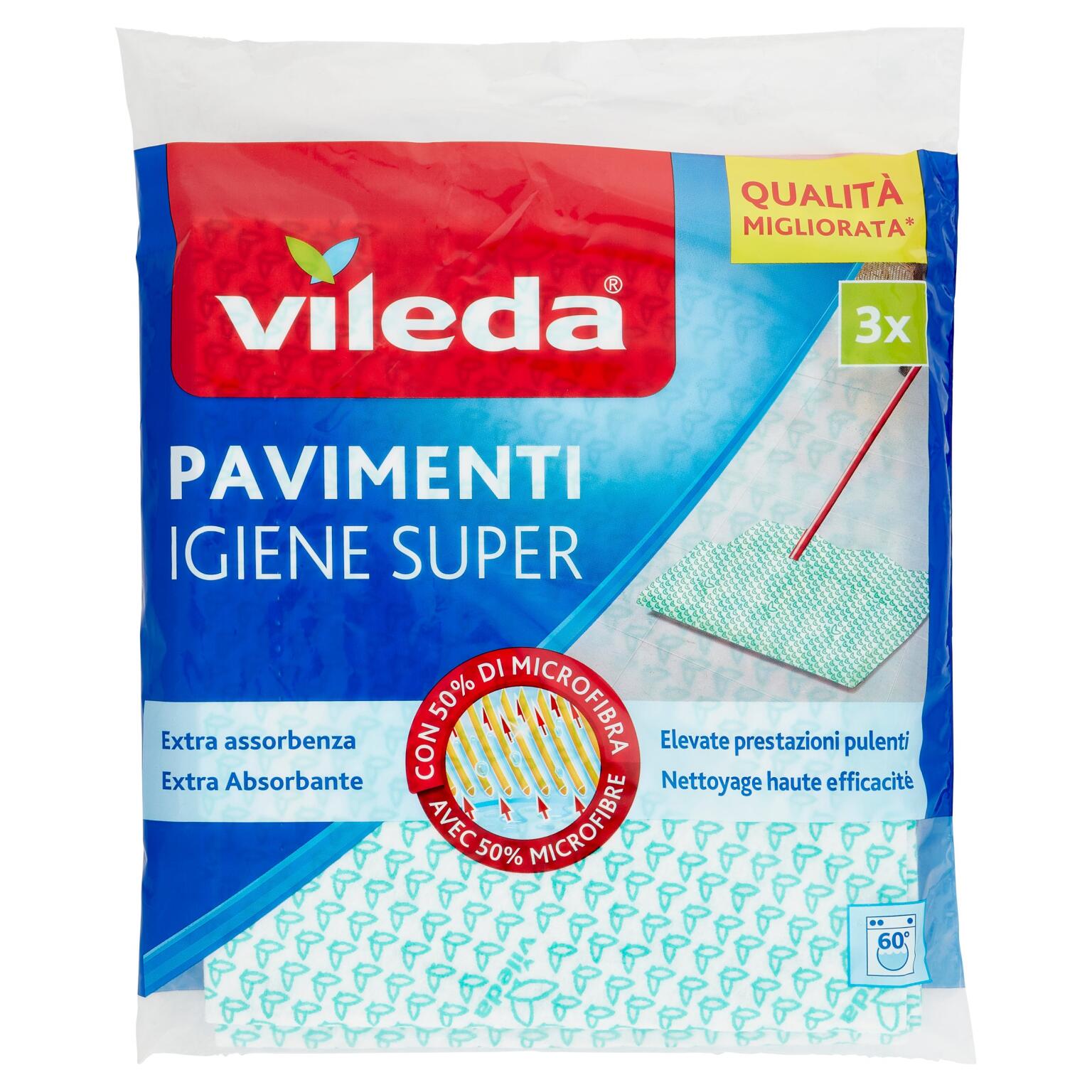 Panno pavimento confezione 3 pezzi Vileda