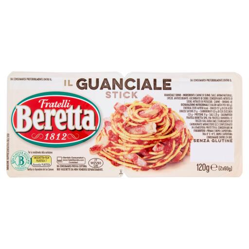 Guanciale a stick 120g Fratelli Beretta senza glutine e senza lattosio