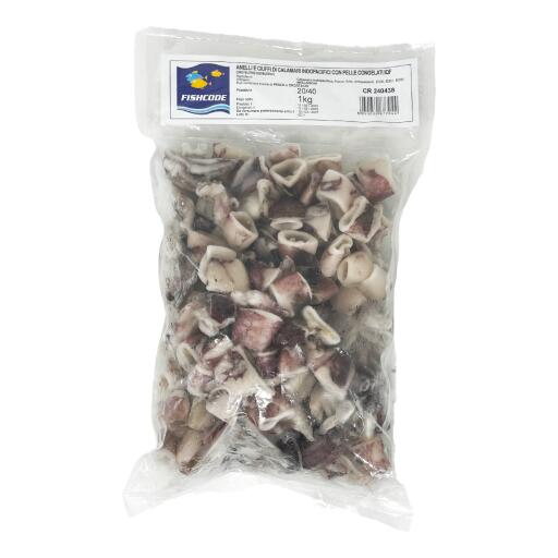 Anelli&Ciuffi di Calamaro oceanico con pelle IQF 20/40 1kg Fishcode