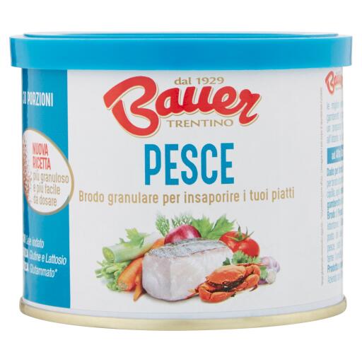 Brodo granulare istantaneo per pesce con sale iodato 120g Bauer senza glutine e senza lattosio