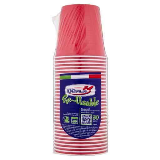 30 Bicchieri Rosso Bicolore 230ml Dopla
