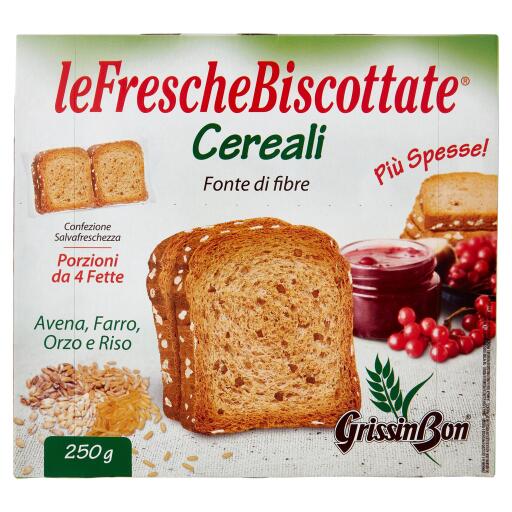 Fette biscottate con cereali 250g 8 porzioni da 4 fette con olio di girasole Grissin bon