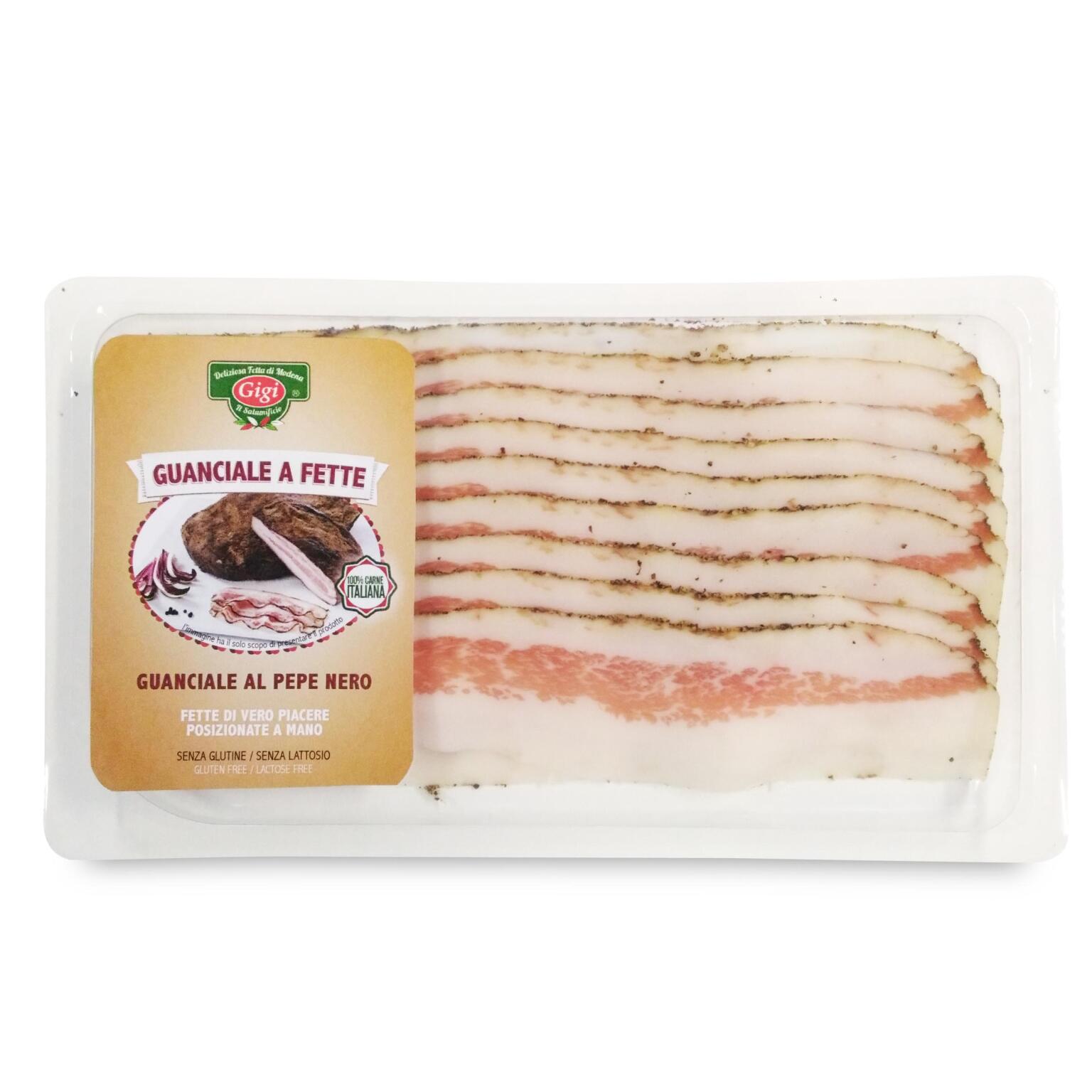 Guanciale al pepe nero in vaschetta 80g Gigi il salumificio