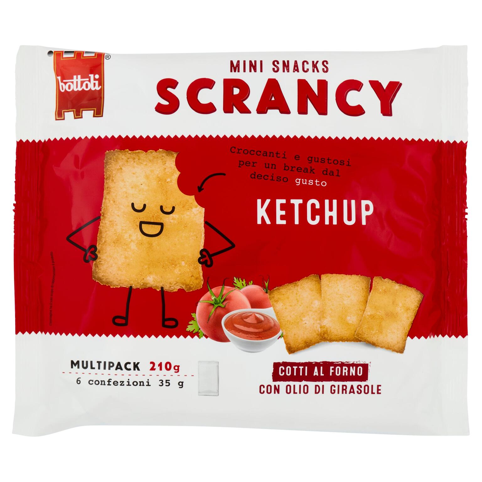 Multipack mini snack scrancy Bottoli gusto ketchup da 210g