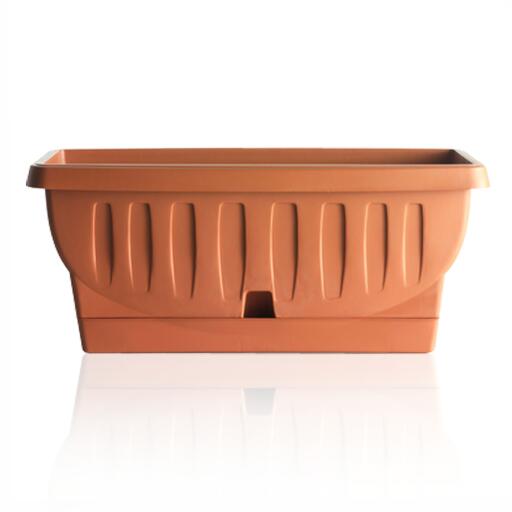 Fioriera Natura con sottovaso a riserva d'acqua color terracotta 50cm