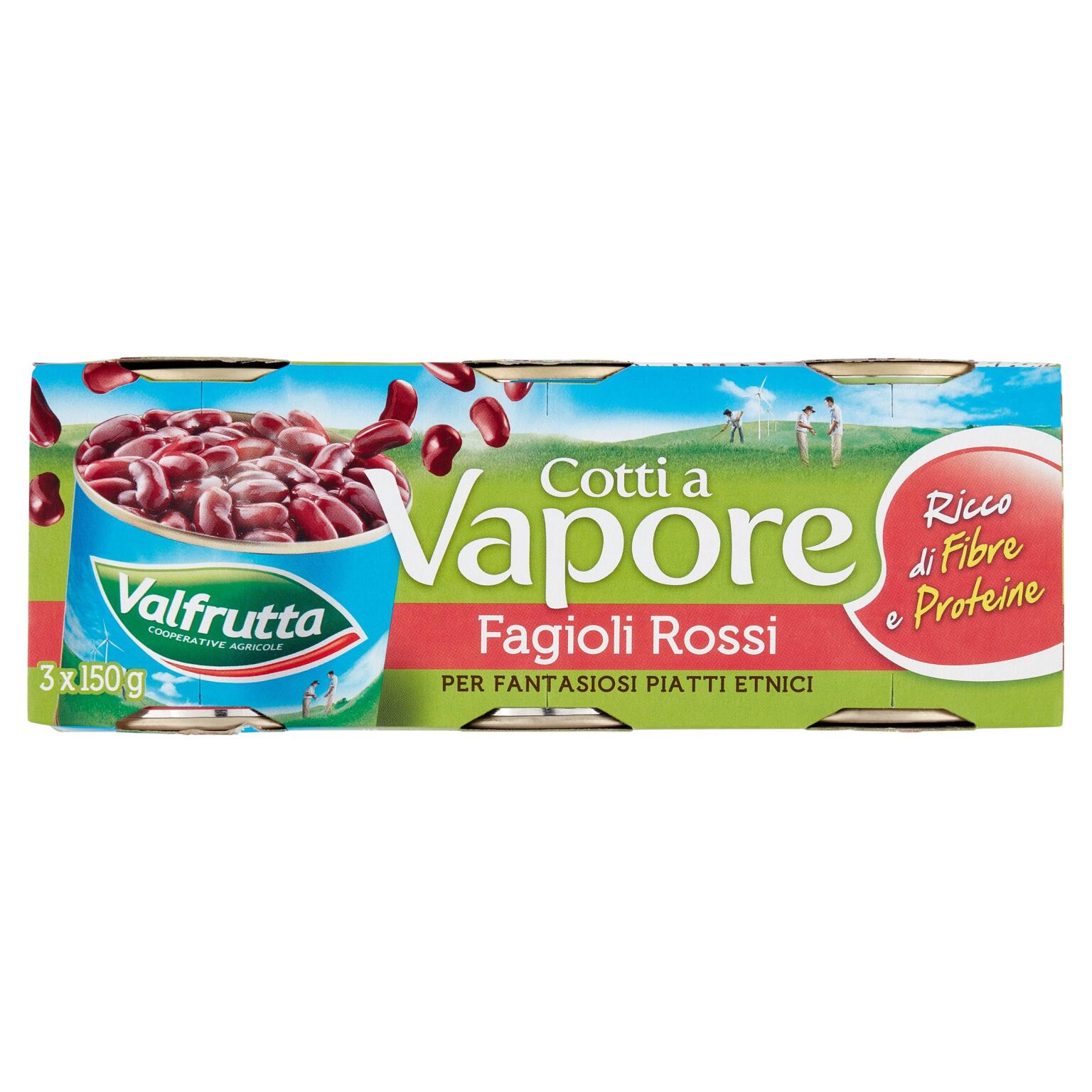 Fagioli Rossi cotti a vapore 3x150g Valfrutta