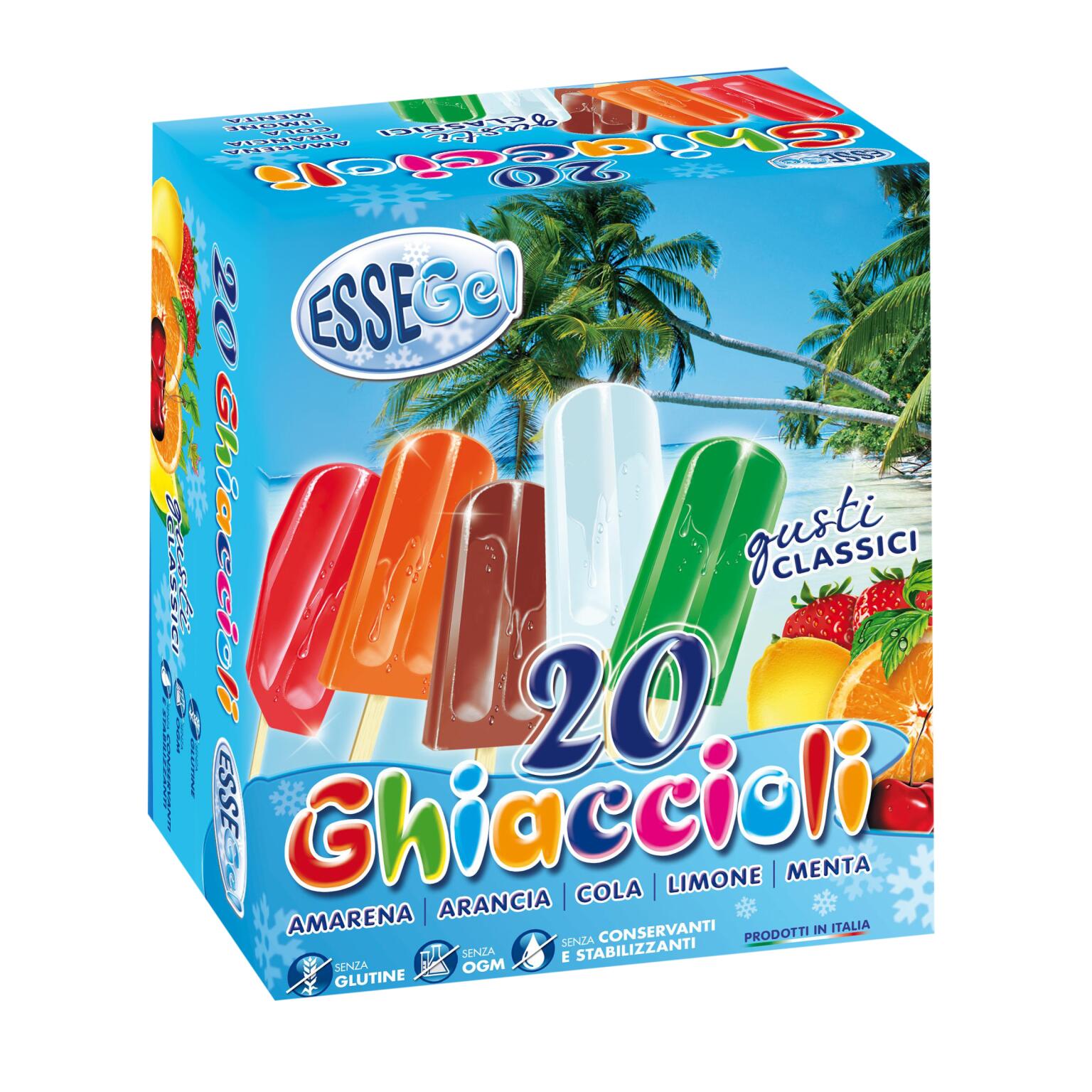 20 ghiaccioli gusti assortiti 1400g Essegel