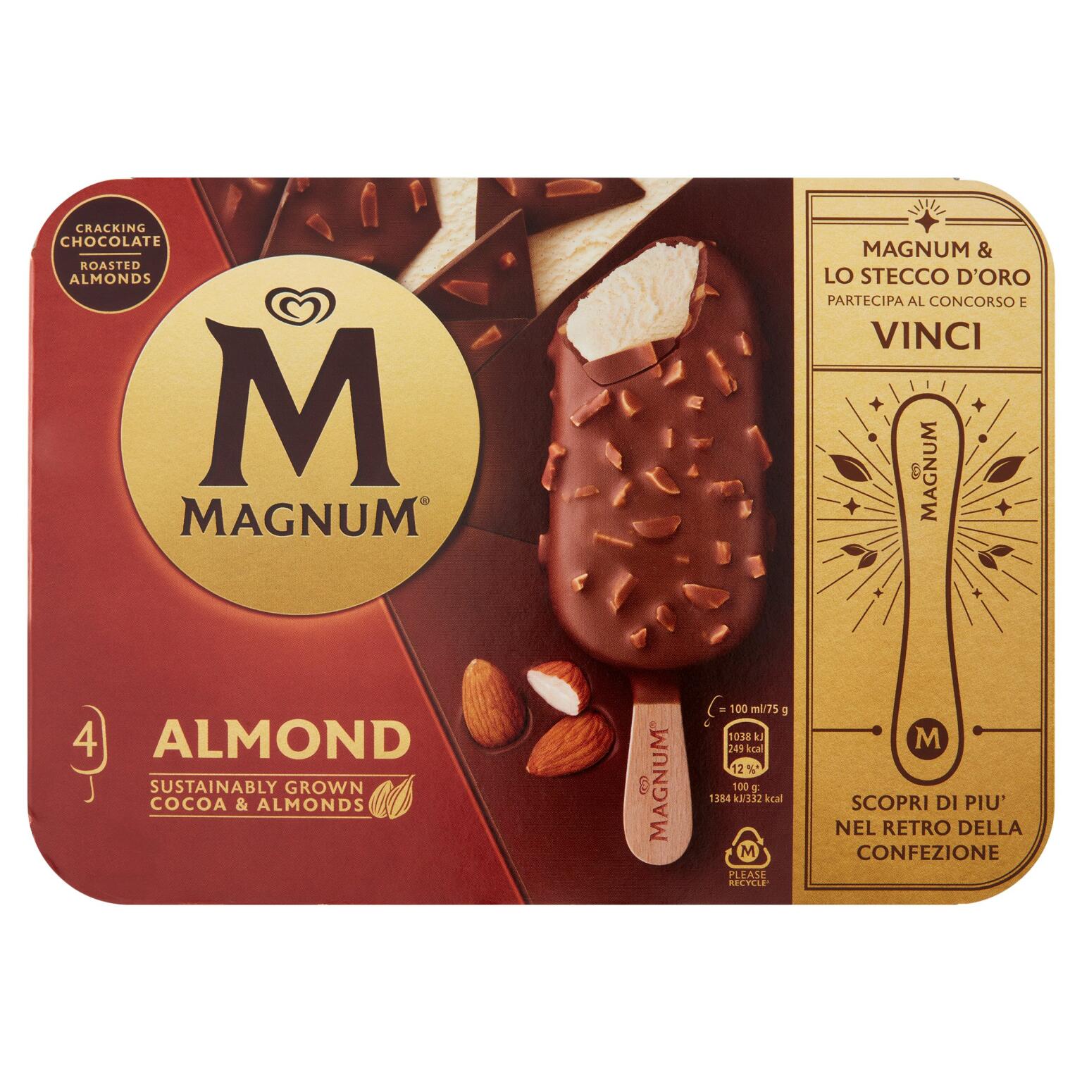 Magnum alle mandorle 4 pezzi 328g Algida