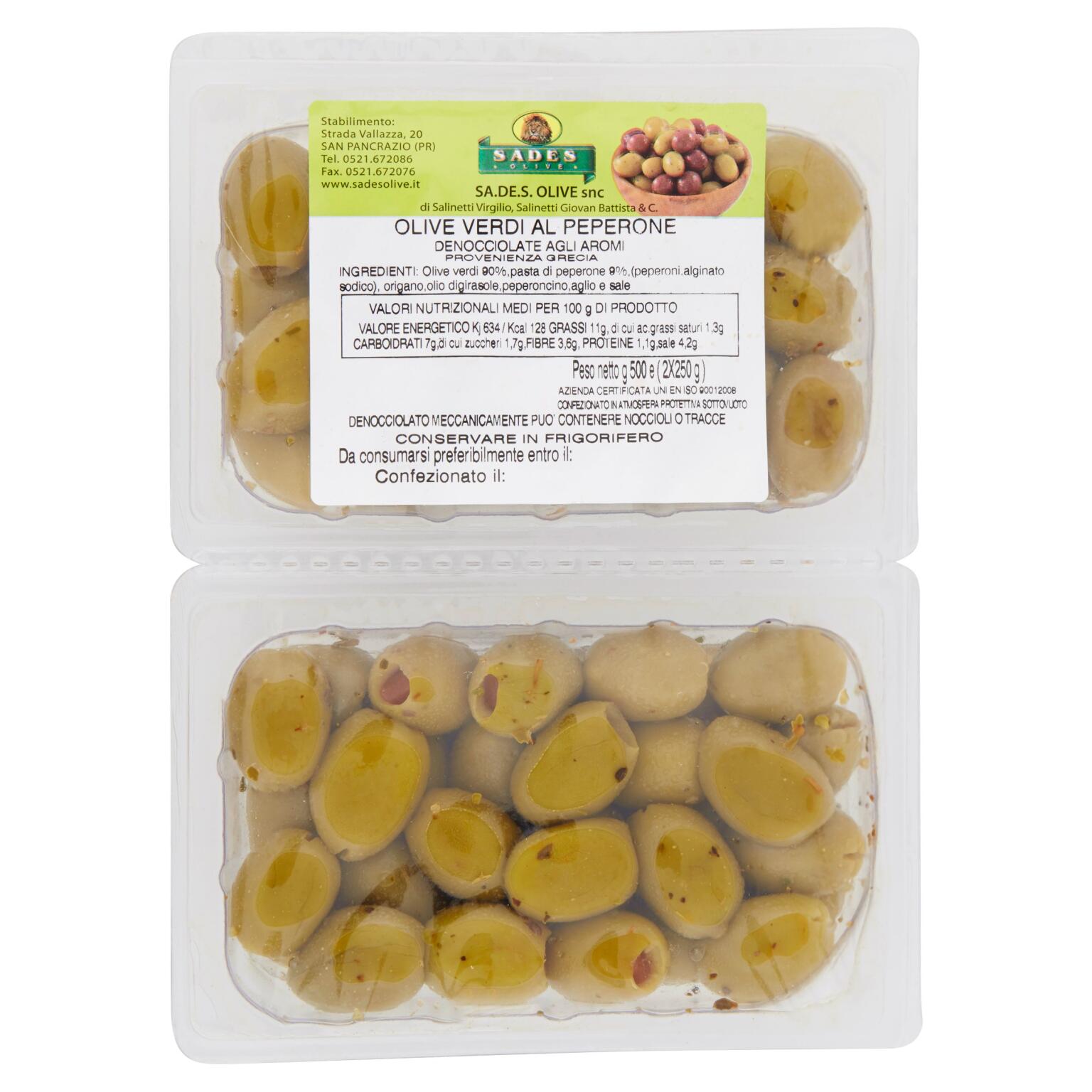 Olive verdi farcite al peperone Grecia 500g