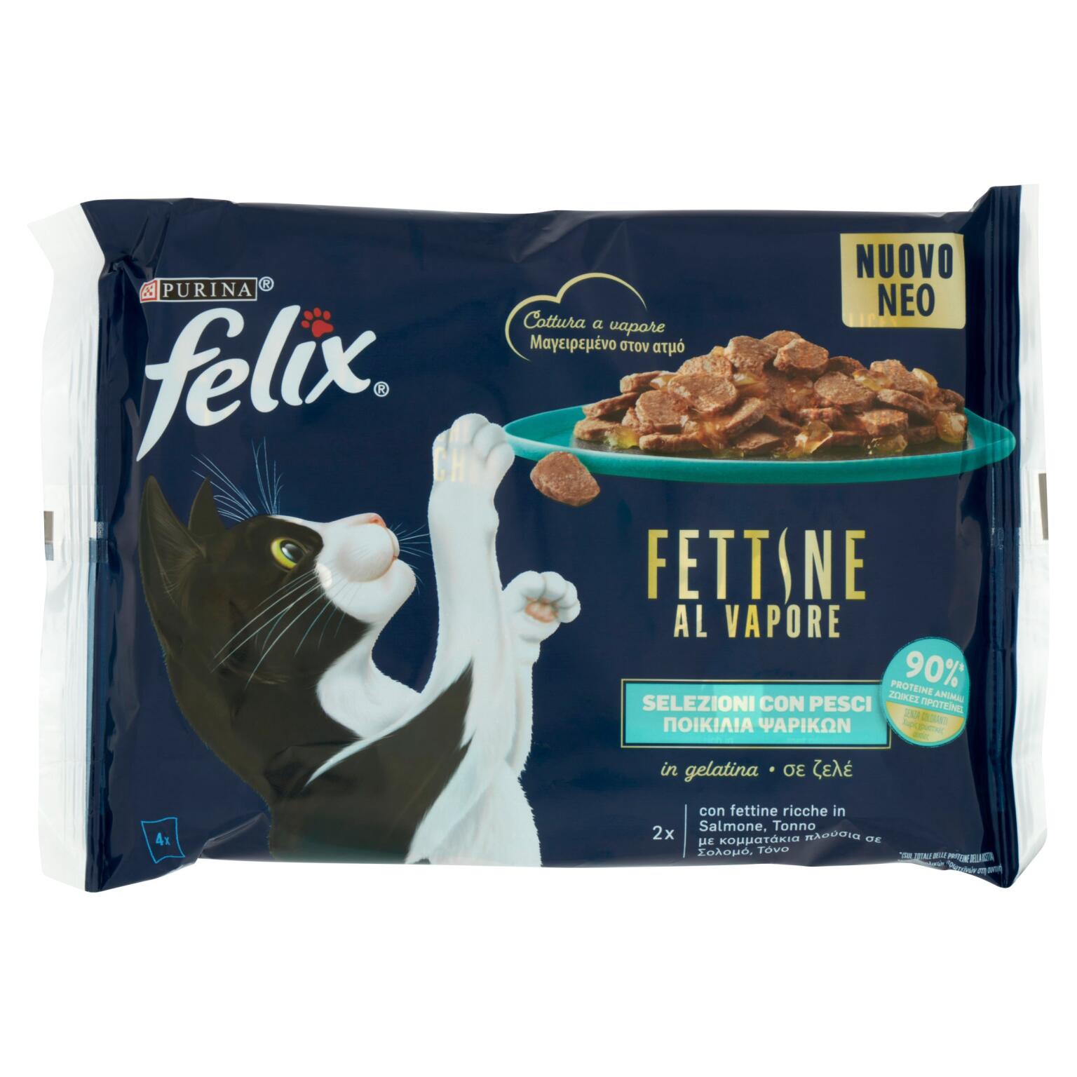 Sfilaccetti al Vapore 4x80g Salmone e Tonno Felix