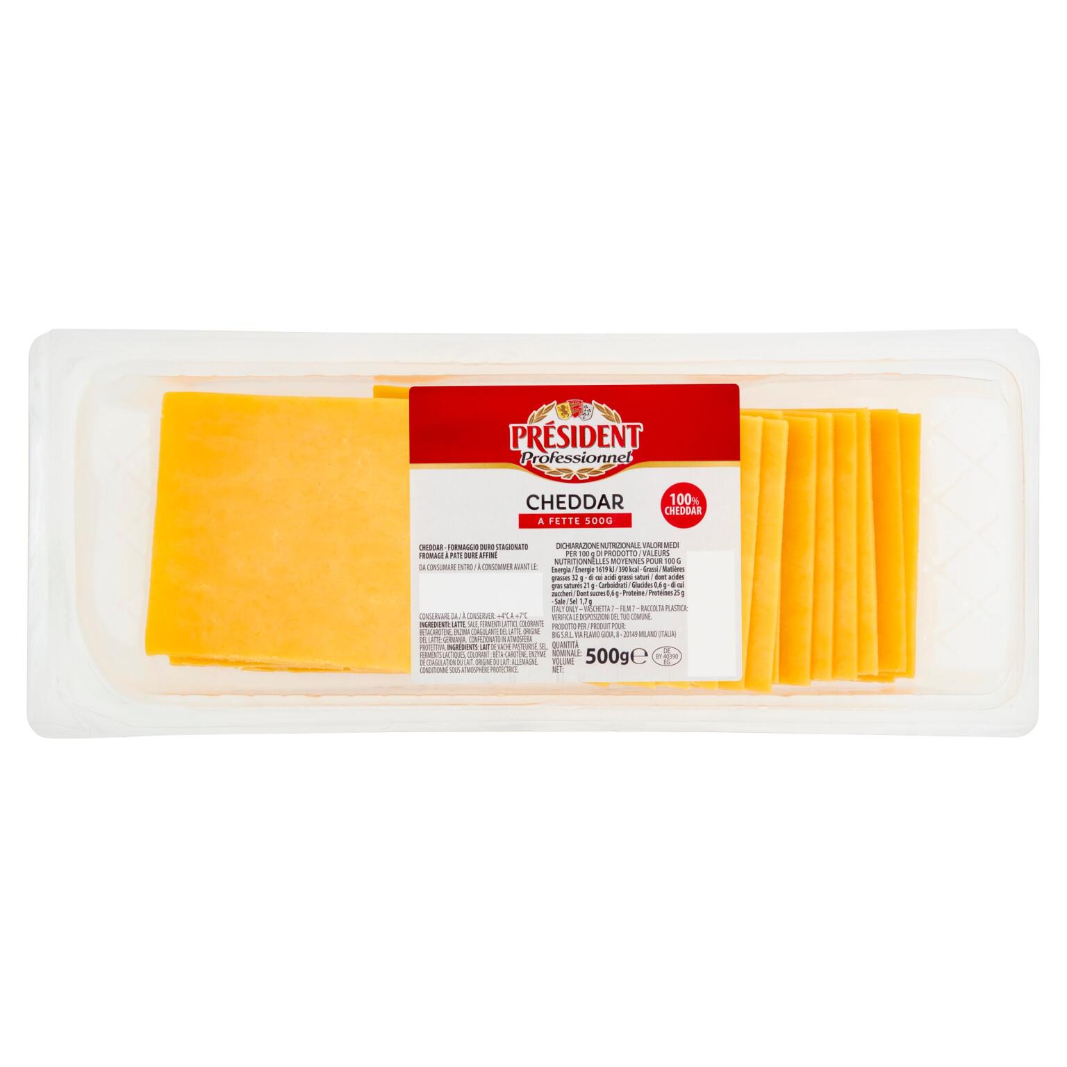 Cheddar 100% president a fette 500g Galbani