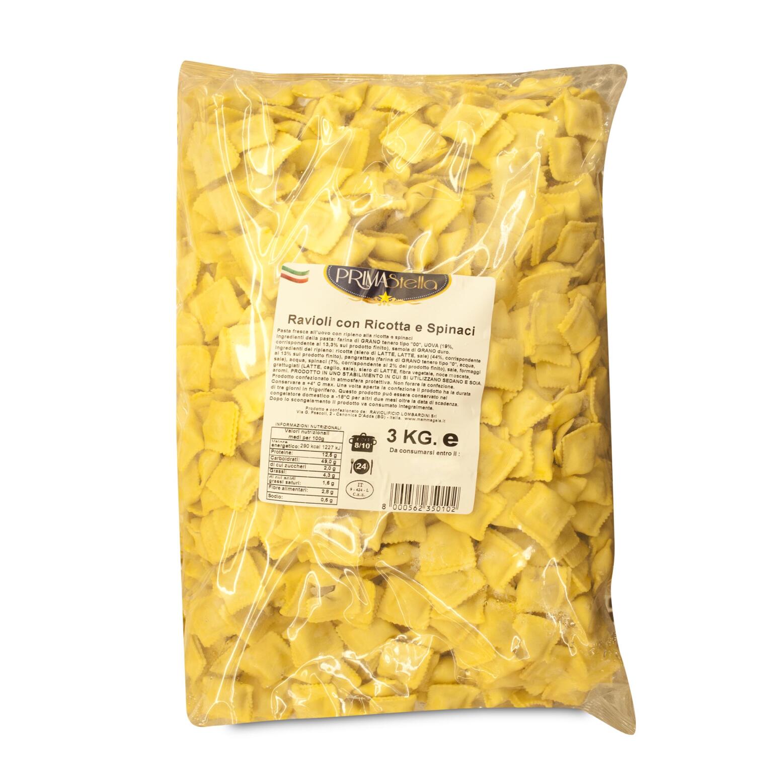 Ravioli ricotta e spinaci 3Kg Prima Stella