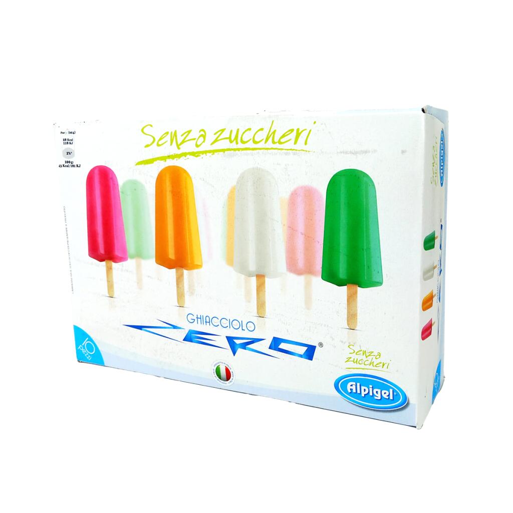 Ghiaccioli confezione da 10pezzi assortiti Zero Zuccheri 650g Alpigel