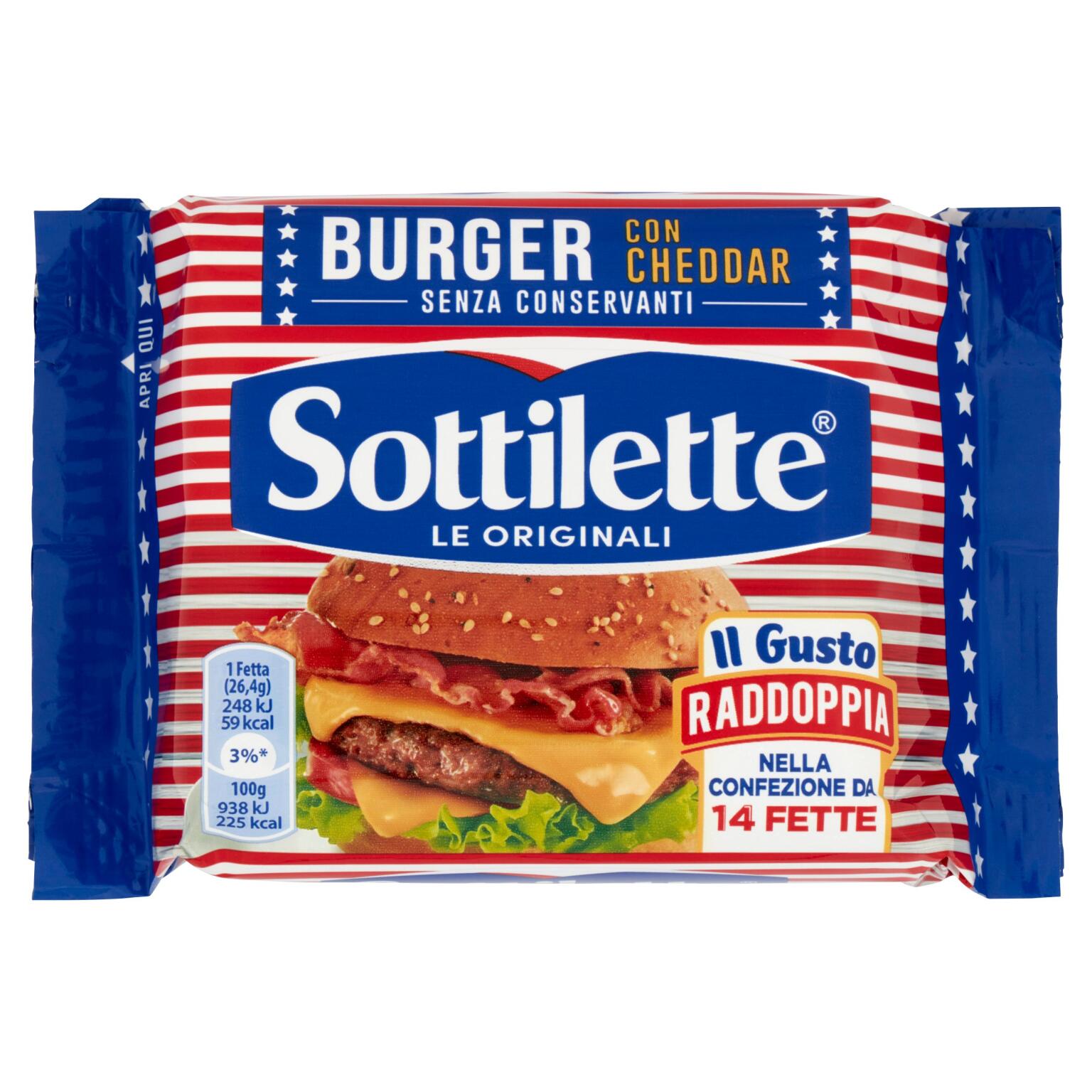 Sottilette burger con cheddar 370g