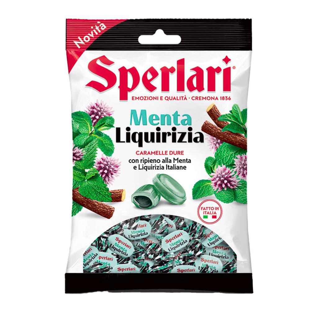 Caramelle dure con ripieno alla Menta e Liquirizia Italiane da 150g Sperlari