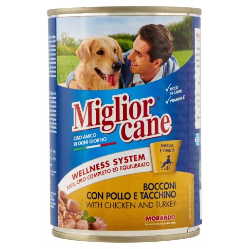 Migliorcane bocconcini pollo e tacchino 405g Morando