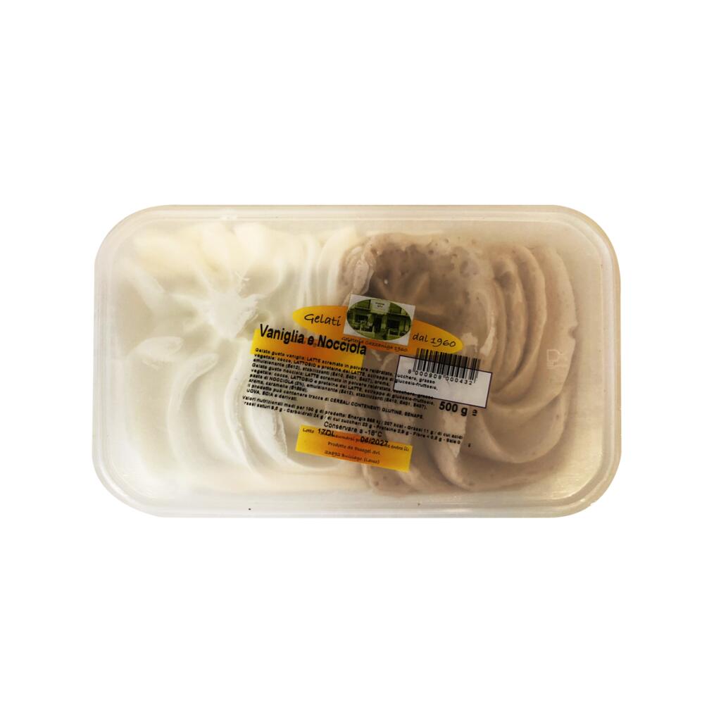 Gelato in vaschetta vaniglia e nocciola da 500g