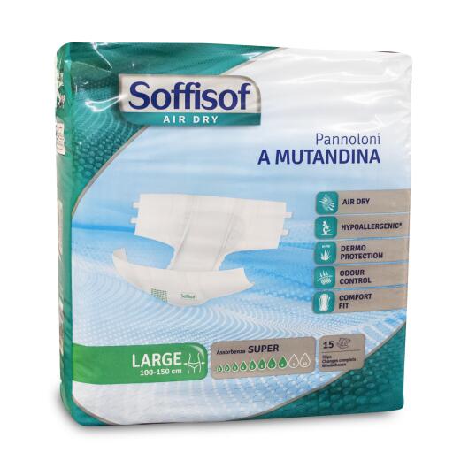 Pannolini Soffisof air dry a mutandina large 15 pezzi