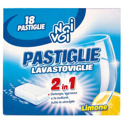 Pastiglie per lavastoviglie 2in1 al limone 18pz Noi&Voi