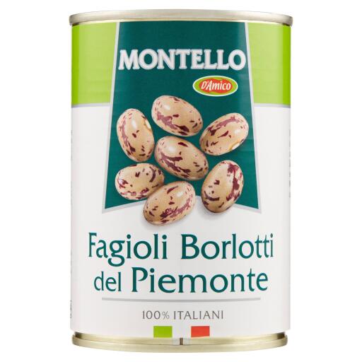 Fagioli Borlotti del Piemonte lessati al naturale 400g Montello D'Amico