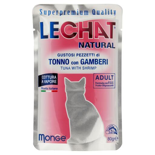 Lechat natural tonno con gamberetti 80g