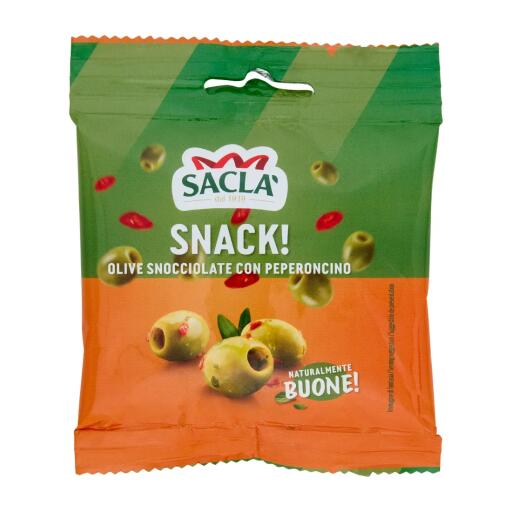 Olive Verdi Snack con peperoncino 30g F.lli Saclà