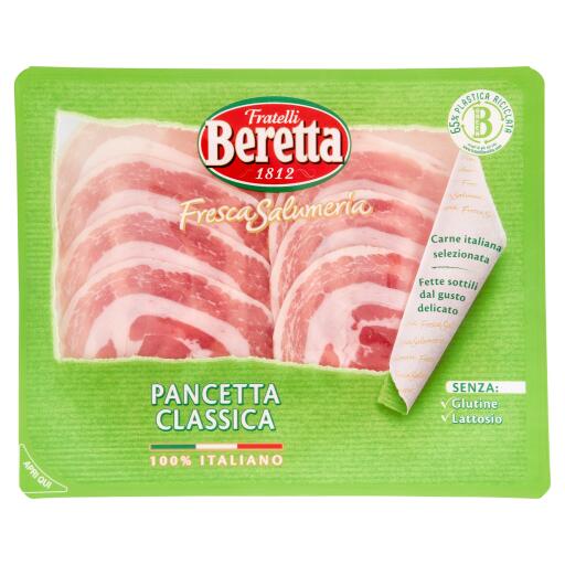 Pancetta classica alta qualità 100g La fresca salumeria Fratelli Beretta e lattosio senza glutine
