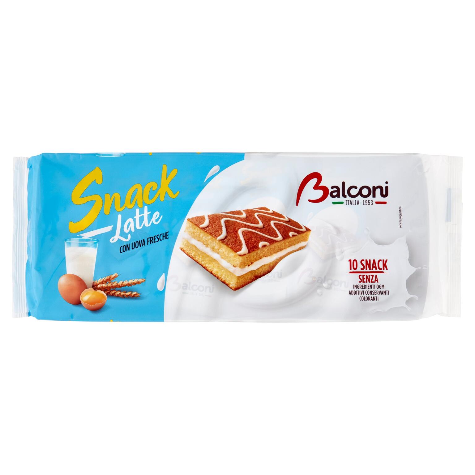 Snack al latte conf. 10 pezzi 280g Balconi