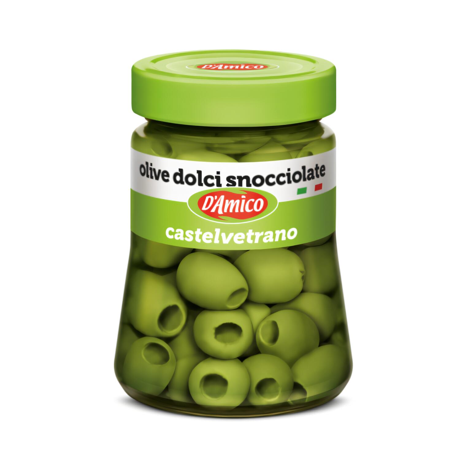 Olive Dolci Intere di Castelvetrano in salamoia 160g D'Amico