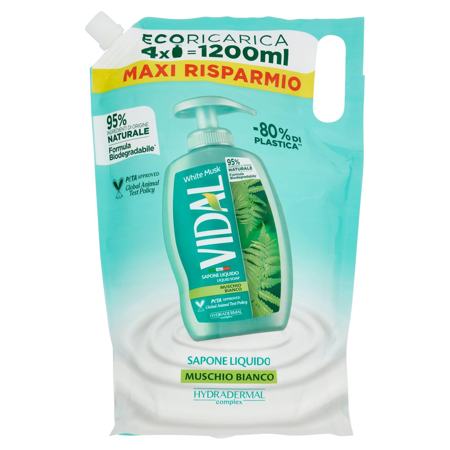 Sapone liquido Ecoricarica 1,2lt Muschio Bianco Vidal