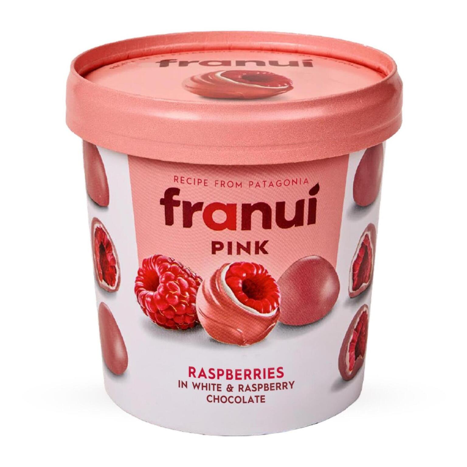 Franuì Lamponi ricoperti di cioccolato bianco e cioccolato al lampone 150g