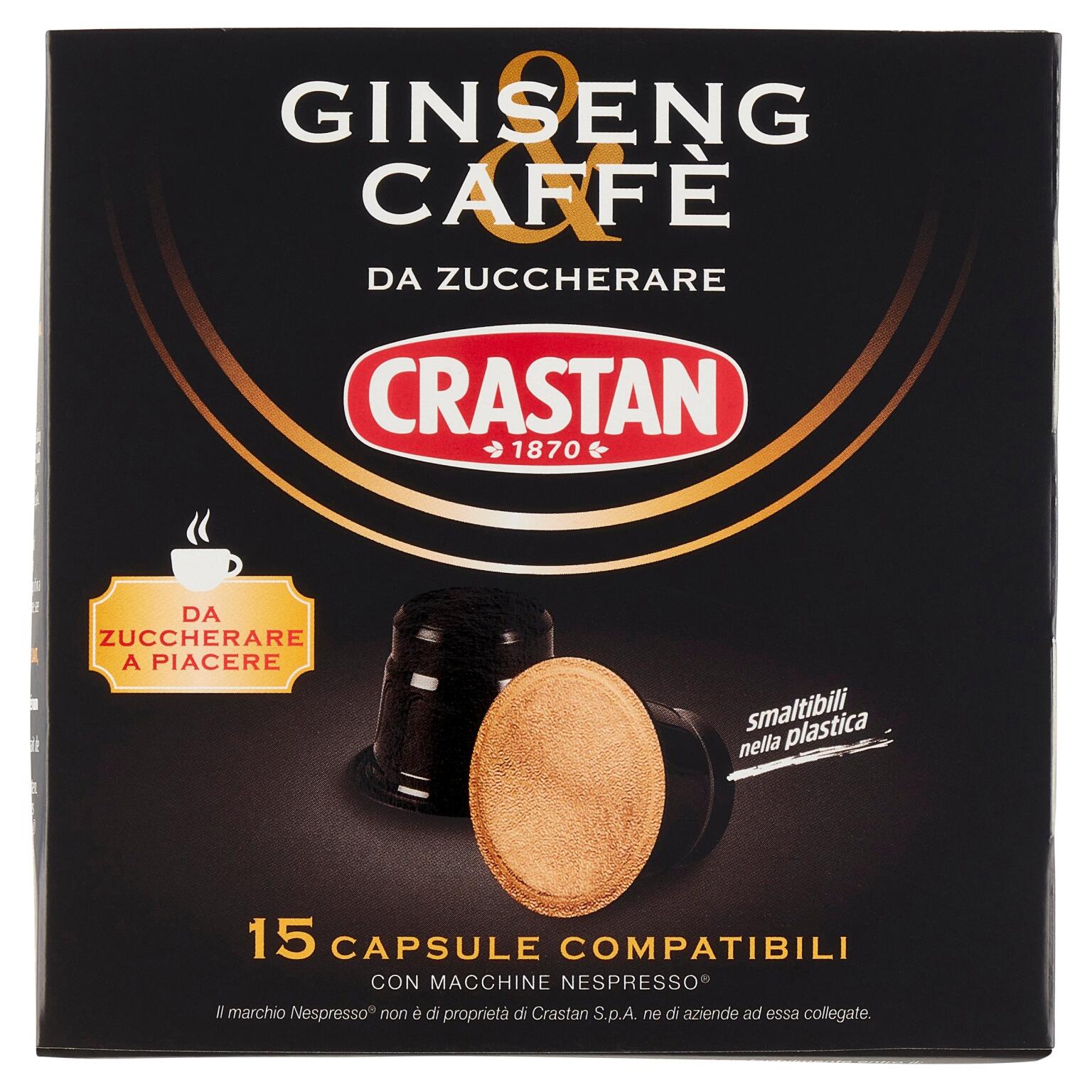 15 capsule ginseng/caffè senza zucchero 50g Crastan
