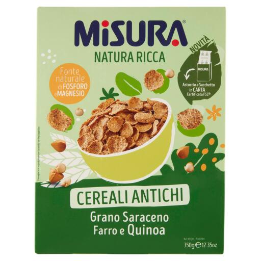 Cereali antichi natura ricca quinoa, farro e grano saraceno 350g Misura