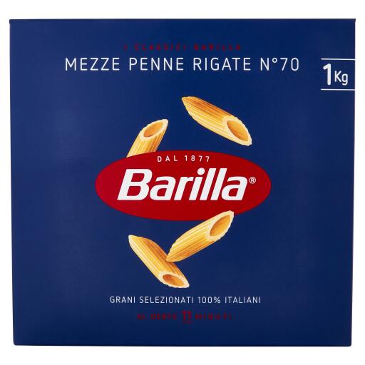 Mezze penne Pasta di semola di grano duro 1Kg n°70 Barilla